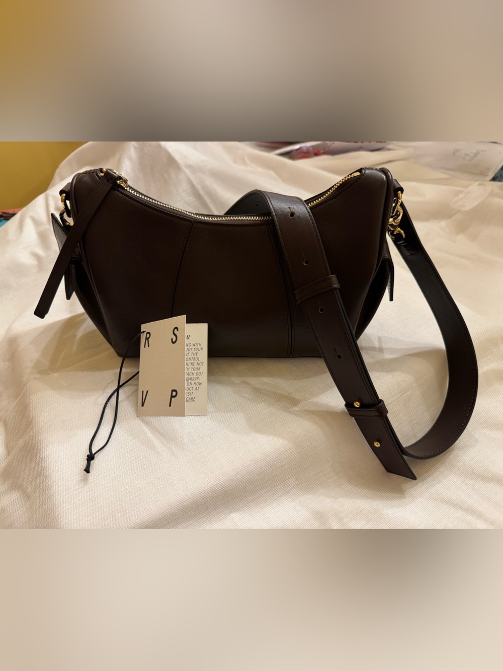 RSVP Paris Batman Small Smooth Brown Leather Shoulder Bag